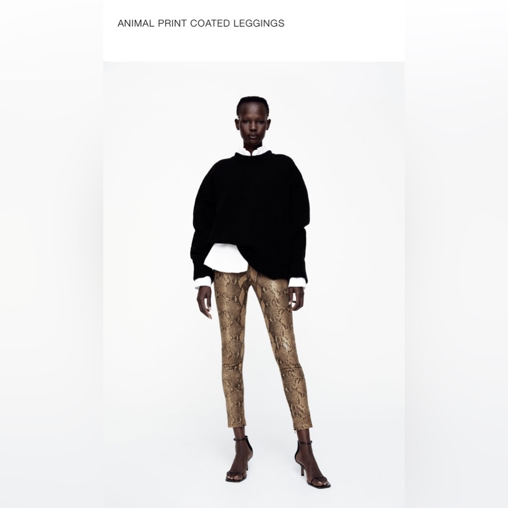 Zara Animal Print Coated Leggings